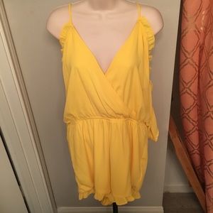 Yellow cold shoulder romper